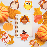 Xqumoi 30 Pack Turkey Pumpkin Sticky Notes, Total 600 Sheets, Cute Thanksgiving Fall Animal Fox Bear Hedgehog Harvest Self Sticky Memo Pads for Office School Classroom Student Kids Autumn Party Favor