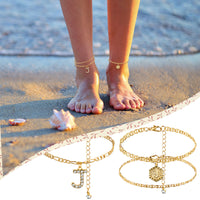 Xqumoi Initial Ankle Bracelets for Women Girls Gold Dainty Layered Flat Marina Figaro Link Foot Chain with CZ Initials Hexagon Letter J Anklets Handmade Boho Beach Beaded Chain Summer Jewelry Gifts