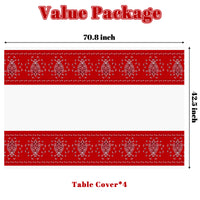 Xqumoi 4Pcs Bandana Wild West Party Table Cover Red Paisley Print Plastic Tablecloths Waterproof Disposable Rectangle Western Cowboy Themed Picnic Birthday Party Supplies Decoration (70.8 x 42.5 Inch)