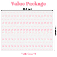 Xqumoi 3 Packs Pink Puppy Paw Tablecloth Plastic Disposable Rectangle Table Cover Large Size Waterproof Table Cover for Pet Dog Doggy Themed Birthday Party Decorations Supplies (70.8 x 53.9 Inch)