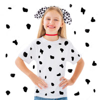 Xqumoi Dalmatian Spot Dog Costume Puppy Ears Headband Velvet Necklaces Adhesive Sticker Book Week Costume 100th Day of School