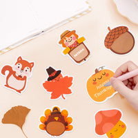 Xqumoi 30 Pack Turkey Pumpkin Sticky Notes, Total 600 Sheets, Cute Thanksgiving Fall Animal Fox Bear Hedgehog Harvest Self Sticky Memo Pads for Office School Classroom Student Kids Autumn Party Favor