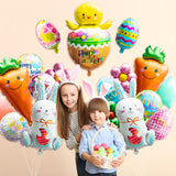 Xqumoi Easter Balloons Decorations - Pack of 20 | Happy Easter Foil Mylar Balloons Cute Chick Bunny Carrot Easter Egg Flower Party Supplies Spring Holiday Home School Classroom Baby Shower Decor