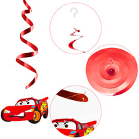 Xqumoi 30Ct Race Car Hanging Swirls Decorations, Racing Car Whirls Glitter Foil Ceiling Streamers, Let’s Go Racing Themed Party Decoration Supplies for Kids Race Fans Birthday Baby Shower Party Favors