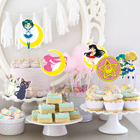 Xqumoi 80Pcs Sailor Moon Party Decorations, Centerpiece Sticks Table Toppers Anime Stickers Sailor Moon Themed Happy Birthday Party Favors Supplies for Kids Baby Shower Photo Booth Props Decorations