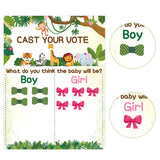 Xqumoi Wild Animals Gender Reveal Party Games Jungle Safari Themed Cast Your Vote Gender Reveal Poster with Team Boy Team Girl Voting Stickers Set Party Pin Games Supplies Decorations Baby Shower