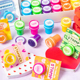 Xqumoi 24Pcs Valentine’s Day Conversation Heart Stampers with Gift Cards Valentines Greeting Cards Candy Love Stamps Party Favors Kids Exchange Gifts School Classroom Student Prizes Goody Bag Fillers