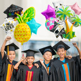 Xqumoi 2023 Graduation Foil Balloons Decorations Pack of 20 | Hawaii Flamingo Turtle Leaf Congrats Grad Hat Certificate Mylar Balloons Summer Tropical Photo Props for School Grad Party Celebration