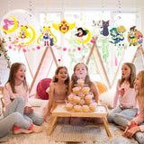 Xqumoi 30Ct Sailor Moon Hanging Swirls Decorations, Sailor Moon Whirls Glitter Foil Ceiling Swirls Streamers, Sailor Moon Themed Party Decoration Supplies for Kids Birthday Baby Shower Party Favors