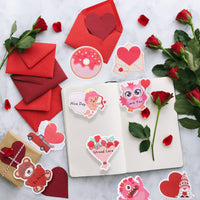 Xqumoi 30 Pack Valentines Day Sticky Notes, Total 600 Sheets, Cute Valentines Heart Bear Gnome Rose Unicorn Love Letter Self Sticky Memo Pads for Office School Classroom Student Kids Party Favor