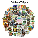 Xqumoi 80Pcs Baby Yoda Party Decorations, Centerpiece Sticks Table Toppers and Stickers, Cupcake Toppers Photo Booth Props for Kids Space Galaxy Wars Child Alien Themed Party Favors Supplies Birthday