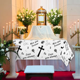 Xqumoi 3Pcs Memorial Table Cover Plastic Disposable Rectangle Waterproof Tablecloths Remembrance Funeral Celebration of Life Table Cover Farewell Anniversary Party Supplies Decoration(108 x 54 Inch)