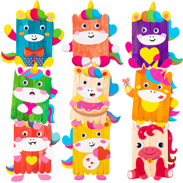 Click image to open expanded view Xqumoi 9 Pack Unicorn Wooden Sticks DIY Crafts Kit Art Craft Ornament with Googly Wiggle Eyes Creative Handmade Projects Birthday Gift Party Activity Games Wedding Decorations Favors for Kids Adults